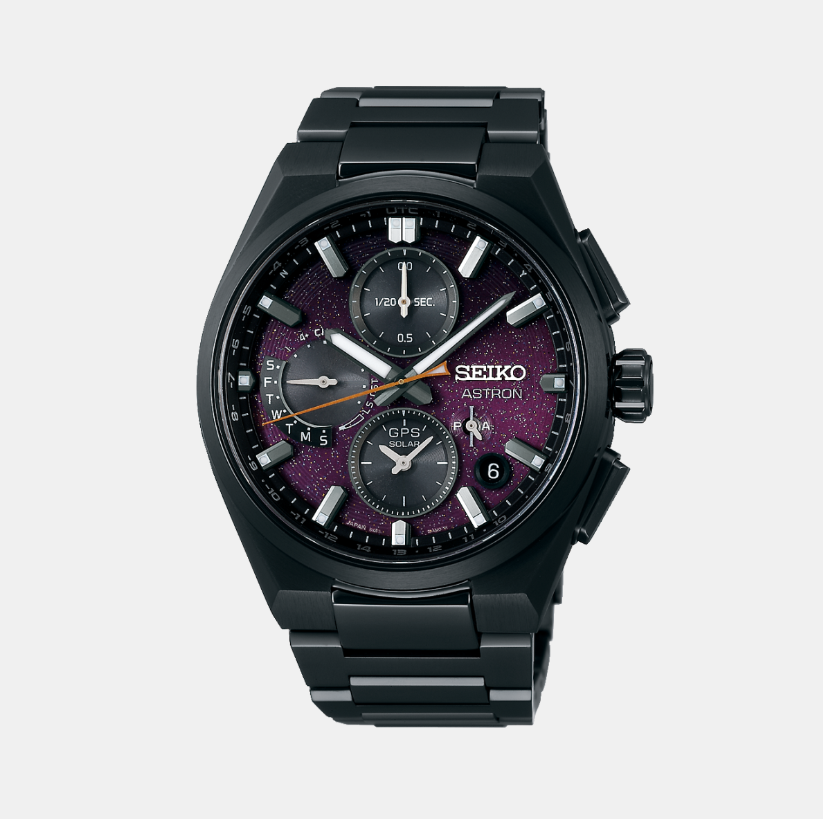 Astron Men GPS Solar Purple Dial Chronograph Stainless Steel Watch SSH171J1
