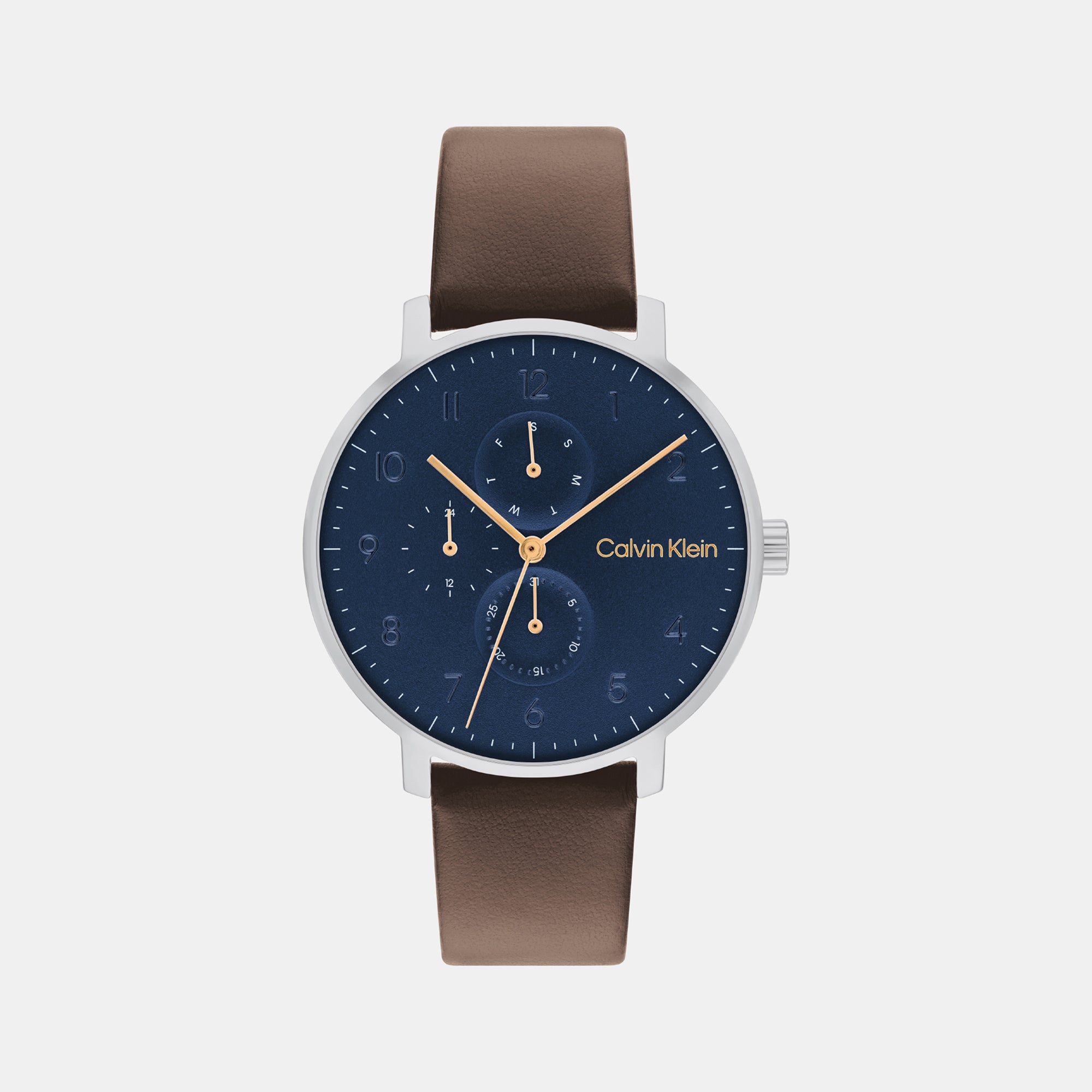 Ck Stun Unisex Blue Dial Multi-Function Leather Watch 25200406