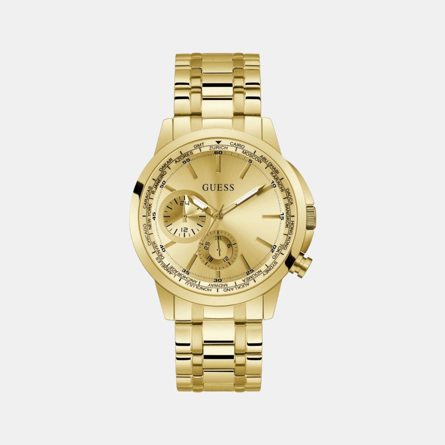 Men Gold Multi-Function Stainless Steel Watch GW0490G2