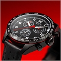 Men Black Leather Chronograph Watch T1316173605200