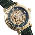 Men Green Skeleton Dial Leather Straps Analogue Watch ES-8011-09