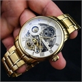 Men White Skeleton Dial Bracelet Style Straps Analogue Automatic Watch ES-8006-22