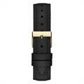 Women Gold-Toned Embellished Dial & Black Leather Straps Analogue Multi Function Watch GW0357L1