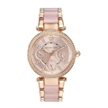 Women Rose Gold-Toned Embellished Mini Parker Analogue Watch MK6110