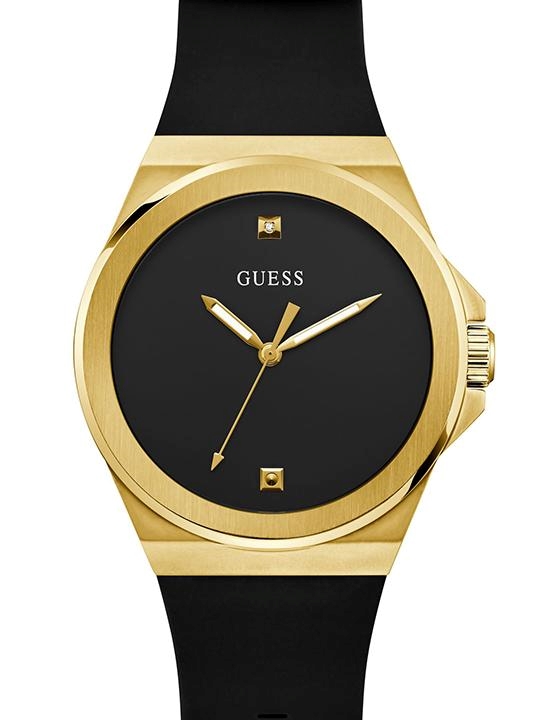 Dress Men Quartz Black Dial Analog Silicone Watch GW0790G1