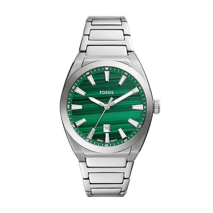 Everett Men Quartz Green Dial Analog Stainless Steel Watch FS6056