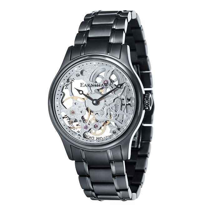 Men Brass Skeleton Dial & Stainless Steel Analogue Watch ES-8049-44