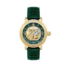 Men Green Skeleton Dial Leather Straps Analogue Watch ES-8011-09