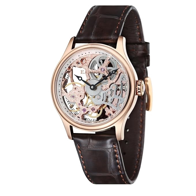 Men Rose Gold-Toned Skeleton Dial Analogue Watch ES-8049-03