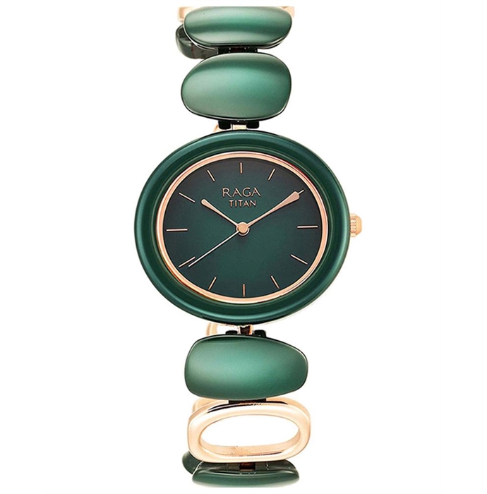 Raga Ceramics Quartz Analog with Green Dial Watch for Women - NS95146KD02