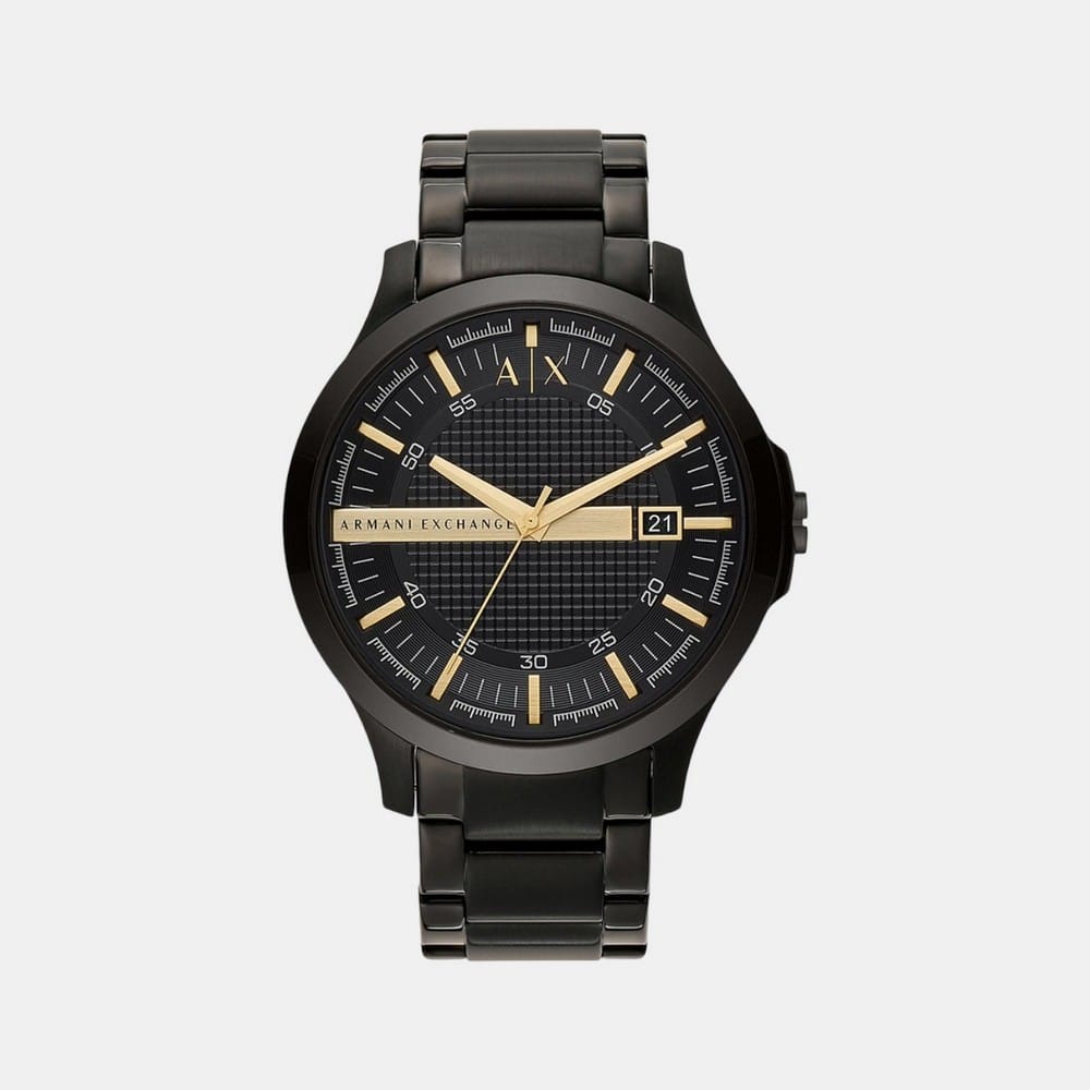 Men Black Hampton Analogue Watch AX2413